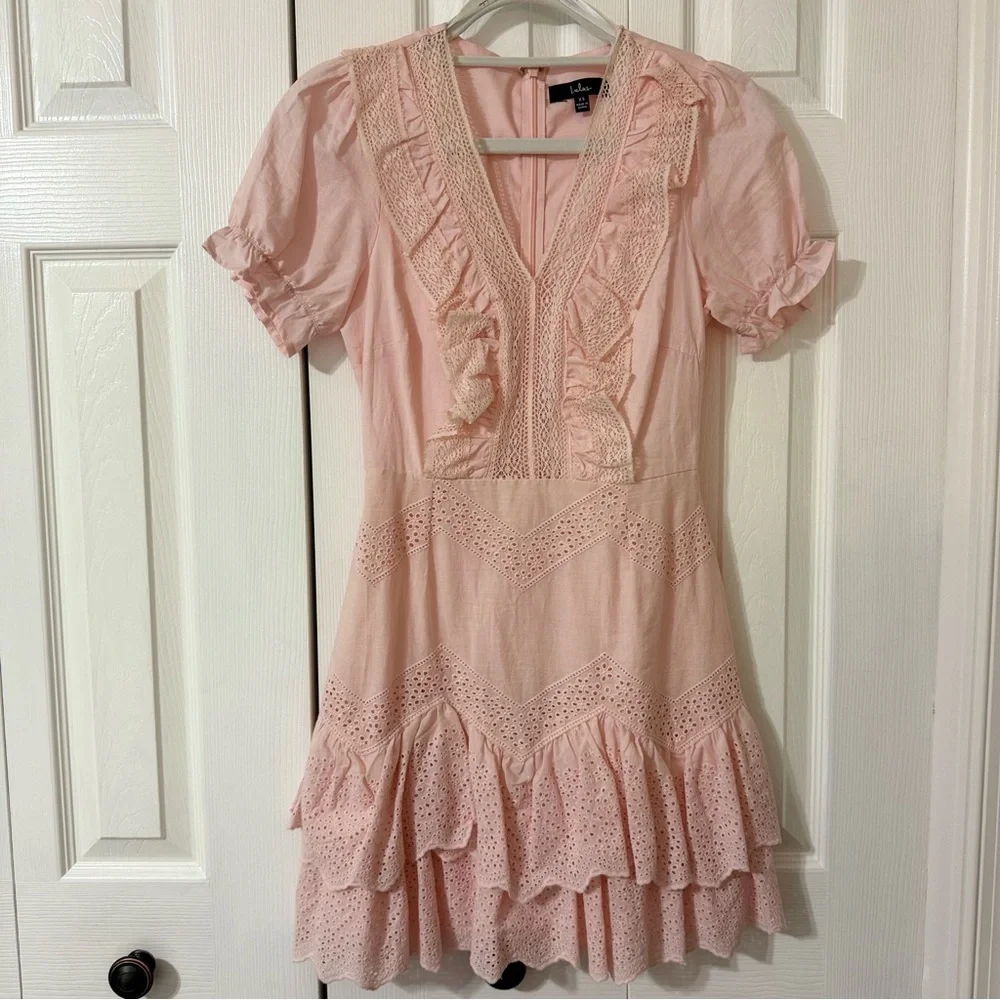 Lulu's Blush Pink Ruffle Mini Dress - Picture 6 of 9